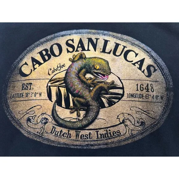 CCC Cabo San Lucas Mexico Retro Mexican Resort Vacation Trip Black Tee Iguana LG - Picture 6 of 6